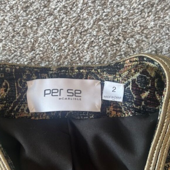 Per Se Brocade Jacket with Gold Piping, Size 2 - Picture 4 of 6